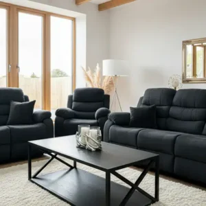 Stanley Manual Recliner Sofa Black Armchair - Image 3