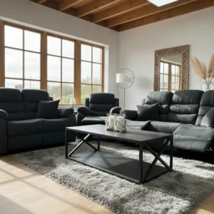 Stanley Manual Recliner Sofa Black Armchair - Image 4