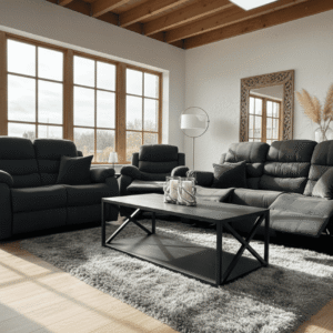 Stanley Manual Recliner Sofa Black Armchair - Image 6