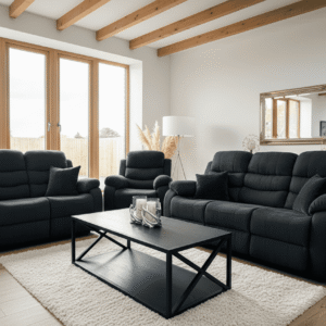 Stanley Manual Recliner Sofa Black Armchair - Image 5