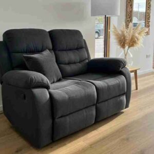 Stanley Manual Recliner Sofa Black 2 Seater - Image 1