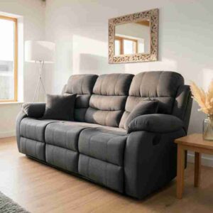 Stanley Manual Recliner Sofa Black 3 Seater - Image 1