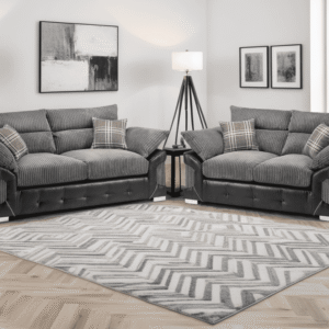 Logan Sofa Black/Grey 3+2 Set - Image 1