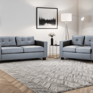 Jerry Grey Faux Leather Sofa 3+2 Set - Image 1
