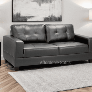 Jerry Black Faux Leather 3-Seater Sofa - Image 1