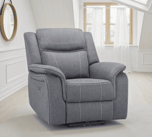 Galaxy Tech Electric Recliner Sofa Grey Fabric 3+2+1 - Image 3