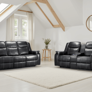 Galaxy Tech Electric Recliner Sofa Black 3+2+1 Set - Image 1