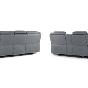 Galaxy Tech Electric Recliner Sofa Grey Fabric 3+2+1 - Image 5