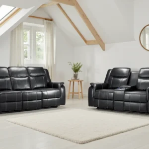 Galaxy Tech Electric Recliner Sofa Black 3+2+1 Set - Image 2