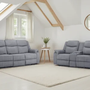 Galaxy Tech Electric Recliner Sofa Grey Fabric 3+2+1 - Image 1