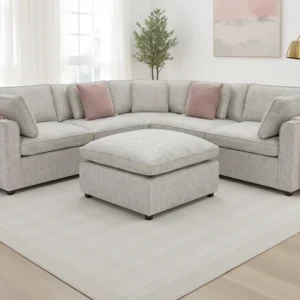 Santorini Sofa Grey Large Corner with Footstool - Image 1