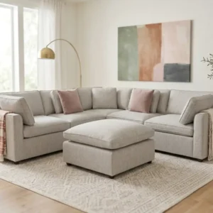 Santorini Sofa Grey Large Corner with Footstool - Image 13