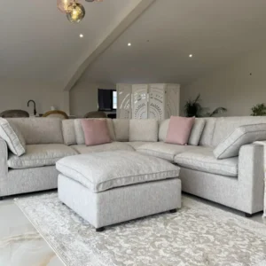 Santorini Sofa Grey Large Corner with Footstool - Image 14