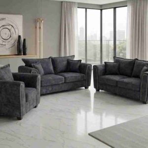 Serena Sofa Range 3+2+1  Seater Black - Image 1